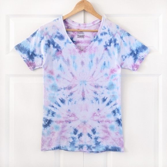 Custom Pastel Tie Dye T-Shirt Pink + Blue | S - Picture 8 of 8